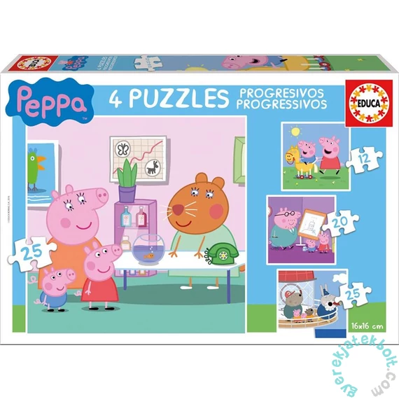 Educa 4 az 1-ben puzzle (12,16,20,25) - Peppa malac (16817)