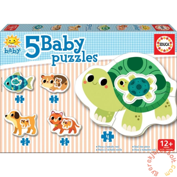 Educa 5 az 1-ben Baby sziluett puzzle (2,3,4 db-os) - Állatok - Teknőcös II. (17573)