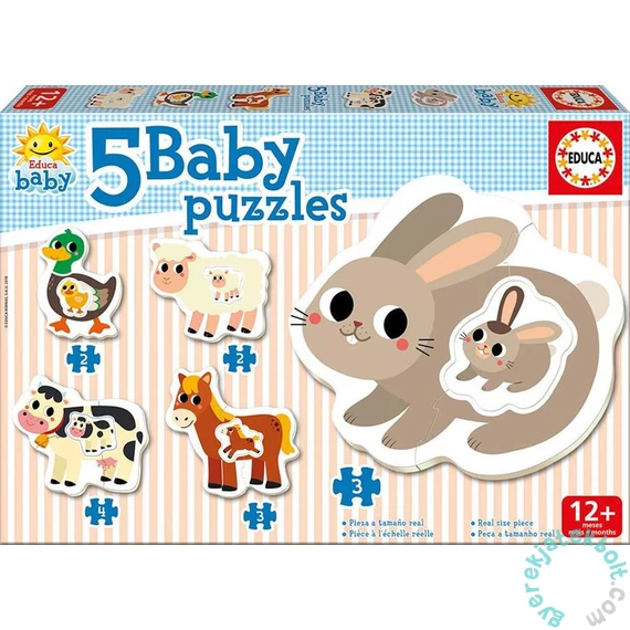 Educa 5 az 1-ben Baby sziluett puzzle (3,4,5 db-os) - Állatok - Nyuszis (17574)