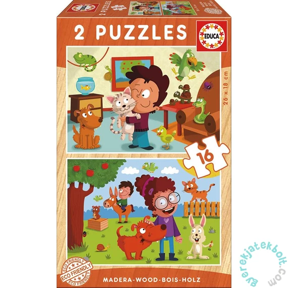 Educa 2 x 16 db-os fa puzzle - Háziállatok (17618)