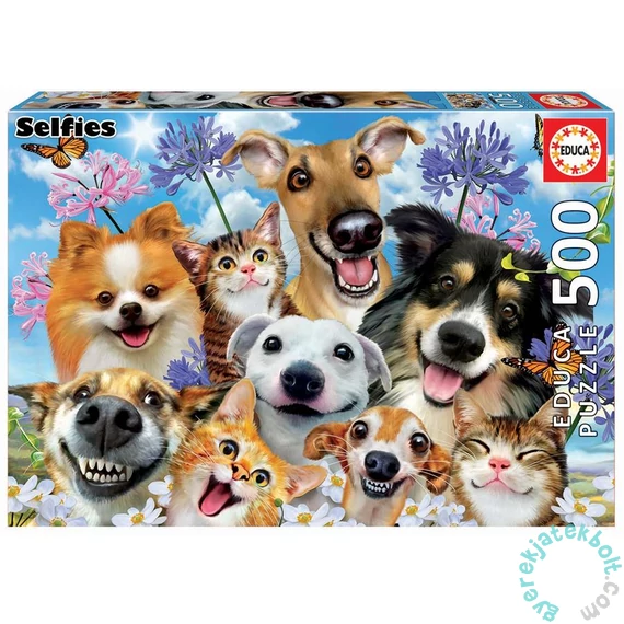 Educa 500 db-os puzzle - Selfies - Kutyák és cicák (17983)