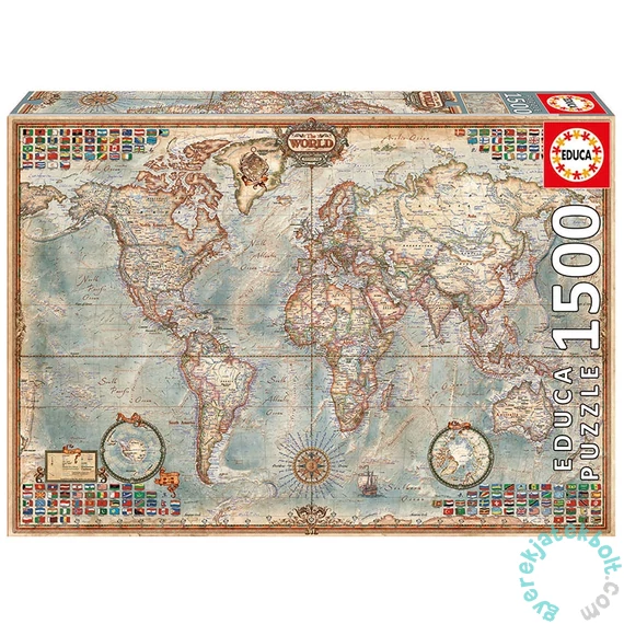 Educa 1500 db-os puzzle - Politikai világtérkép (16005)