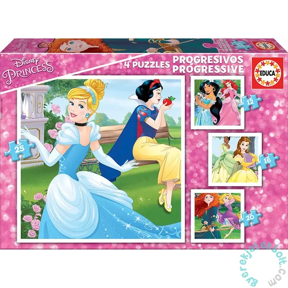 Educa 4 az 1-ben puzzle (12,16,20,25) - Disney Princess (17166)