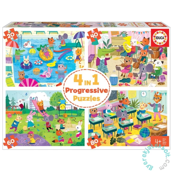 Educa 4 az 1-ben puzzle (20,40,60,80) - Iskolanap (18904)