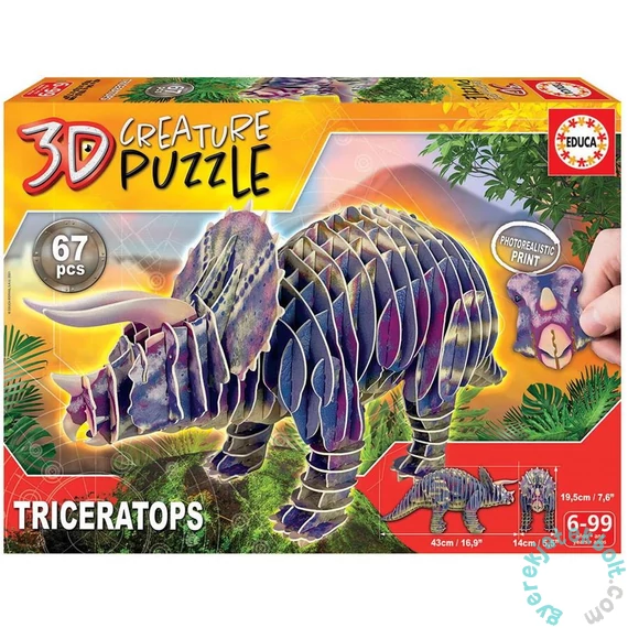 Educa 67 db-os 3D Creature puzzle - Triceratops (19183)