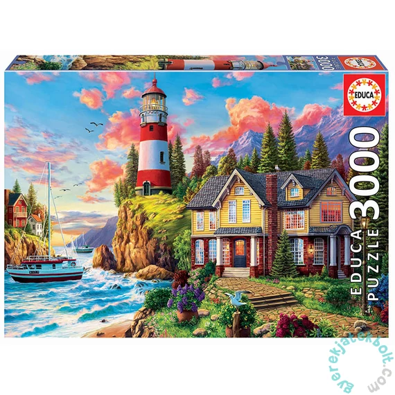 Educa 3000 db-os puzzle - Világítótorony az óceán mellett (18507)