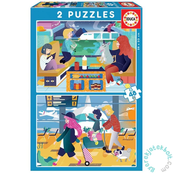 Educa 2 x 48 db-os puzzle - A repülőtéren és a vonaton (18604)