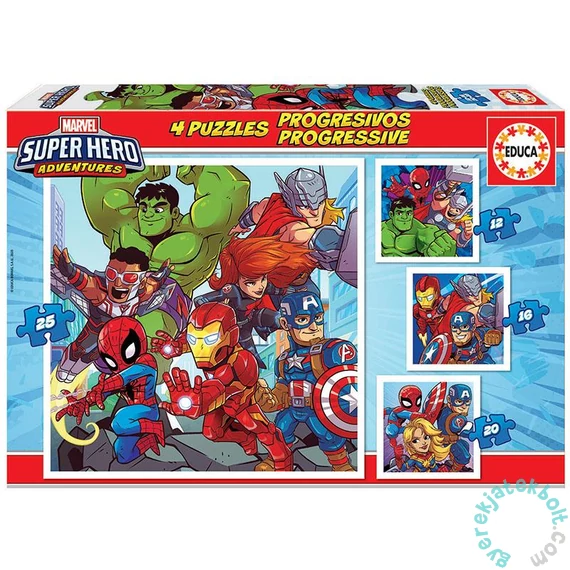 Educa 4 az 1-ben puzzle (12,16,20,25) - Super Hero Adventures (18647)