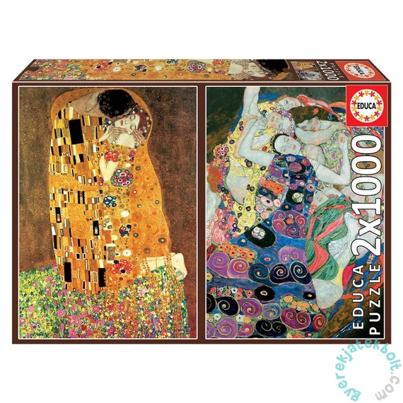 Educa 2x1000 db-os puzzle - A csók + A szűz, Klimt (18488)