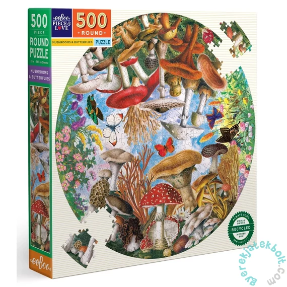 EeBoo 500 db-os Kör puzzle - Mushrooms and Butterflies (PZFMBU)