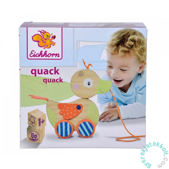 Eichhorn Baby - Fa készségfejlesztő húzható kacsa 