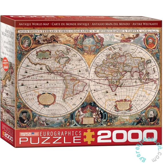 EuroGraphics 2000 db-os puzzle - Antique World Map (8220-1997)