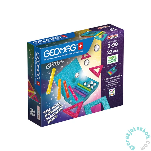 Geomag Glitter Panels Recycled 22 db-os mágneses építőjáték készlet (GMG00534)