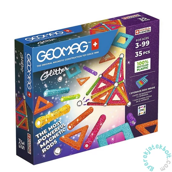 Geomag Glitter Green Line Panels - 35 db-os mágneses építőjáték készlet
