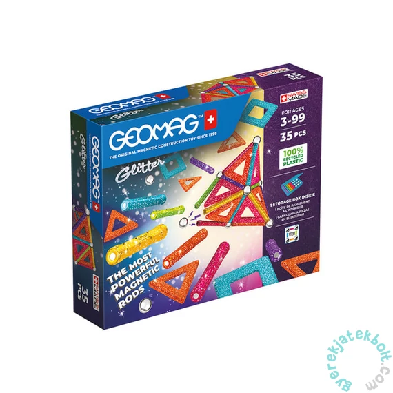 Geomag Glitter Panels Recycled 35 db-os mágneses építőjáték készlet (GMG00535)