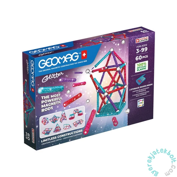 Geomag Glitter Recycled 60 db-os mágneses építőjáték készlet (GMG00536)