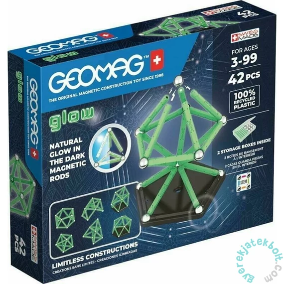 Geomag Glow Green Line Panels - 42 db-os mágneses építőjáték készlet