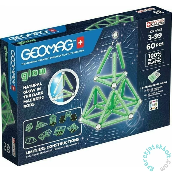Geomag Glow Green Line Panels - 60 db-os mágneses építőjáték készlet