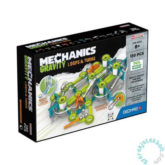 Geomag Mechanics Gravity Recycled Loops 130 db-os mágneses építőjáték készlet (GMG00763)