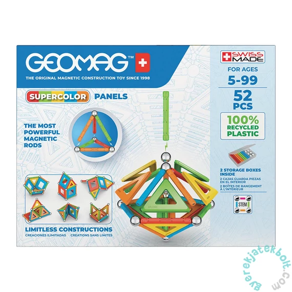 Geomag Supercolor Panels Recycled 52 db-os mágneses építőjáték készlet (GMG00378)