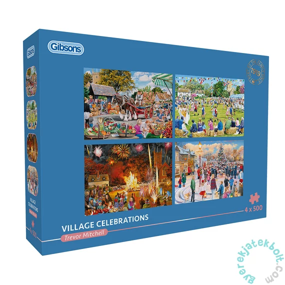Gibsons 4x500 db-os puzzle - Village Celebrations (G5051)