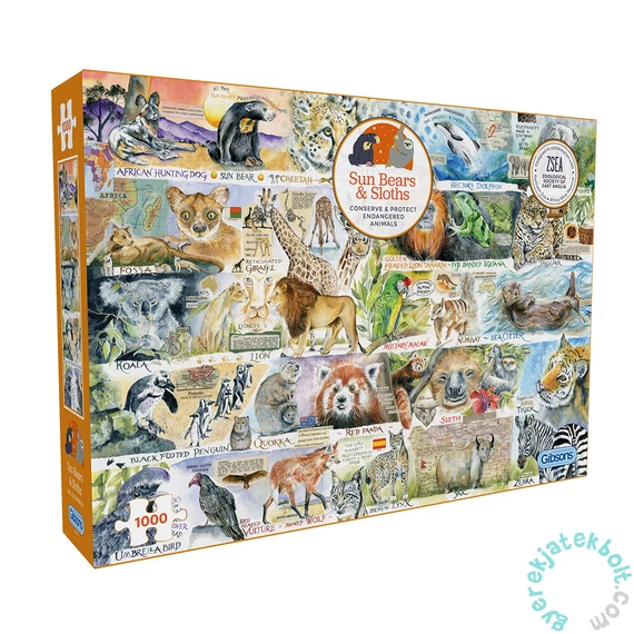 Gibsons 1000 db-os puzzle - Sun Bears and Sloths (G7134)