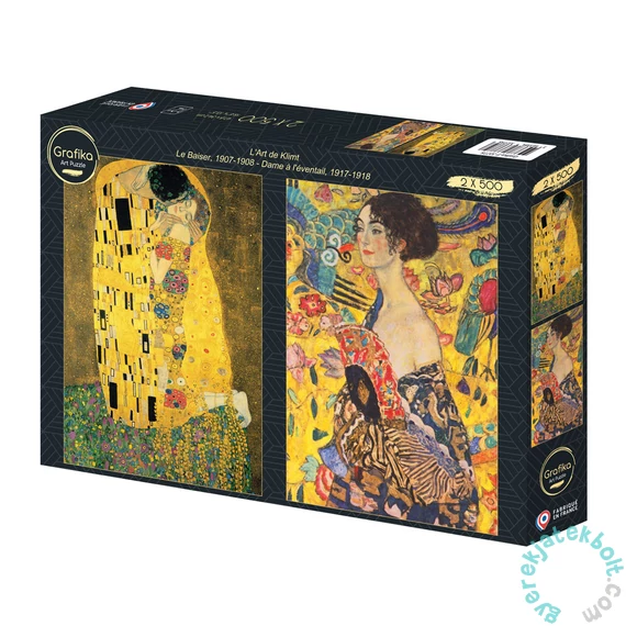 Grafika Art 2x500 db-os puzzle - L'Art de Klimt - Le Baiser, 1907-1908 - Dame à l'éventail, 1917-1918 (33775)