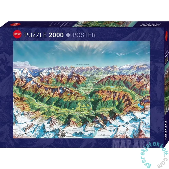 Heye 2000 db-os puzzle - Map Art  - Alpine Mountain World (30069)