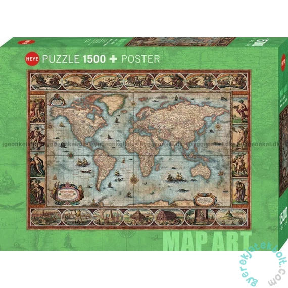 Heye 1500 db-os puzzle - Map Art - Willem Blaeu World (30109)