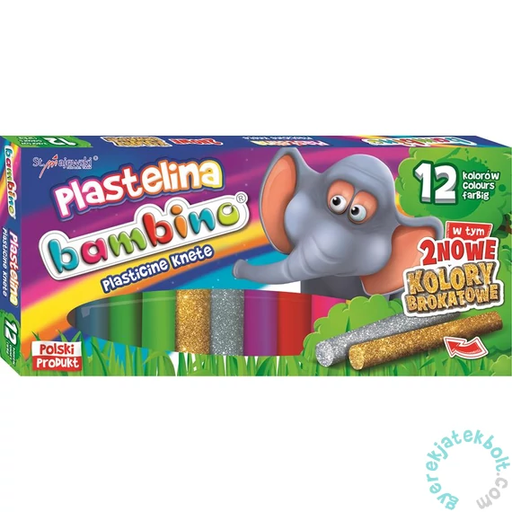 Bambino 12 színű gyurma - 2 db csillámos (001710)