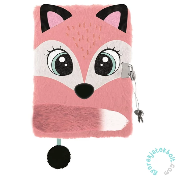 Bambino Premium 3D szőrmés kulcsos napló - A/5 - 96 lapos - Rókás