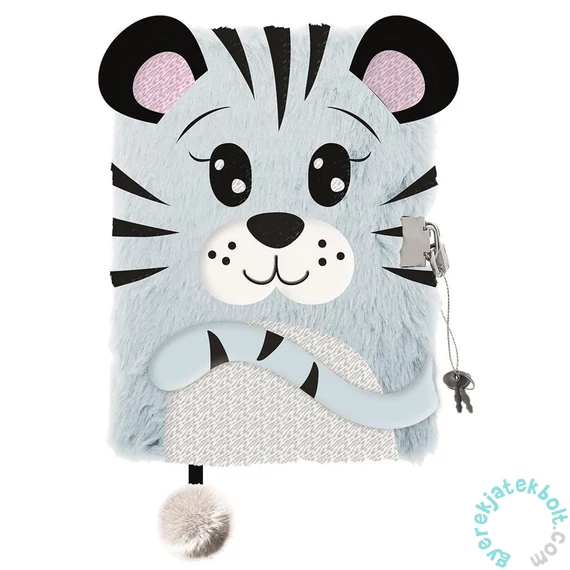 My little friend 3D szőrmés kulcsos napló - A/5 - 96 lapos - Fehér tigris