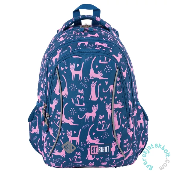 Majewski - St.Right - Cicás hátizsák, iskolatáska mellpánttal - 3 rekeszes - Lazy Cats (652325)