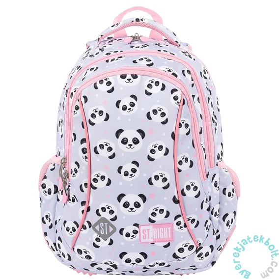 Majewski - St.Right - Panda Grey hátizsák, iskolatáska mellpánttal - 3 rekeszes (655272)