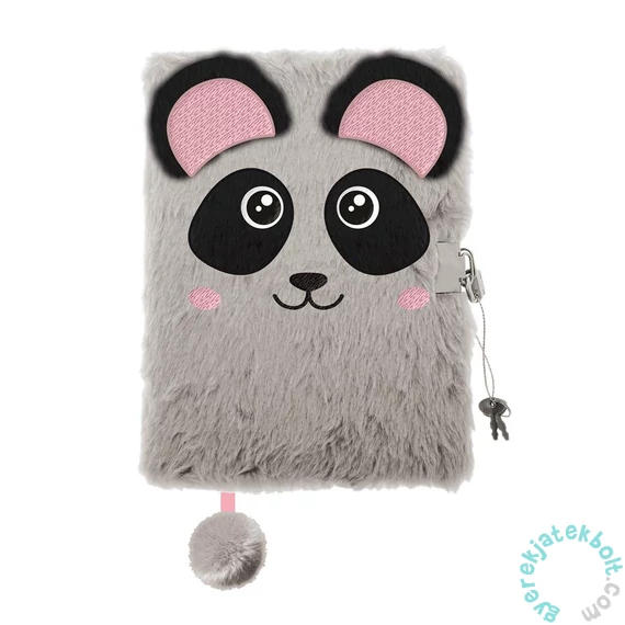 Macis szőrmés kulcsos napló - A/5 - 96 lapos - Panda