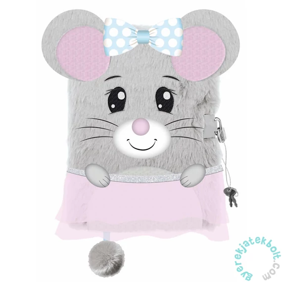 Bambino Premium 3D szőrmés kulcsos napló - A/5 - 96 lapos - Egérkés (669576)