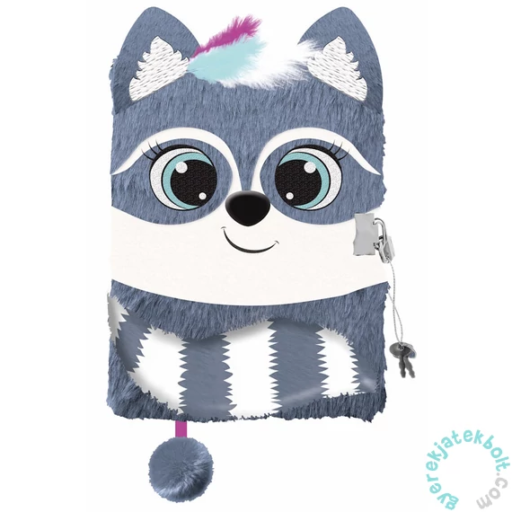 Bambino Premium 3D szőrmés kulcsos napló - A/5 - 96 lapos - Mosómedvés (669453)