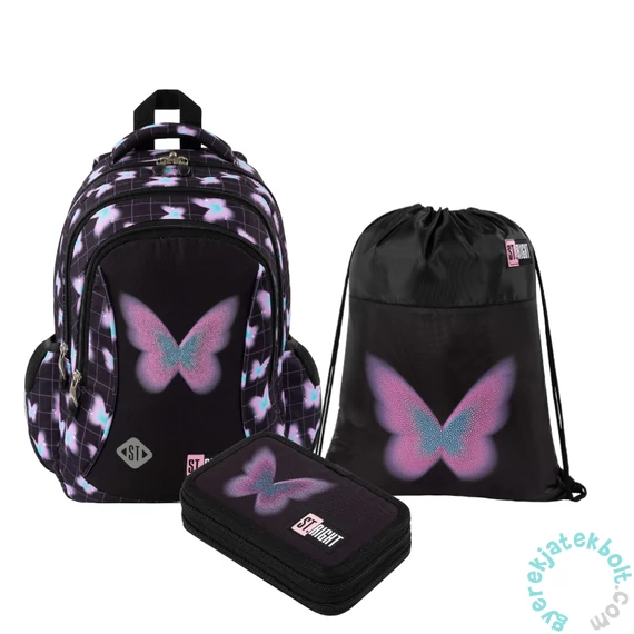 Butterfly ergonomikus iskolatáska szett felszerelt emeletes tolltartóval (696992-1-szett)