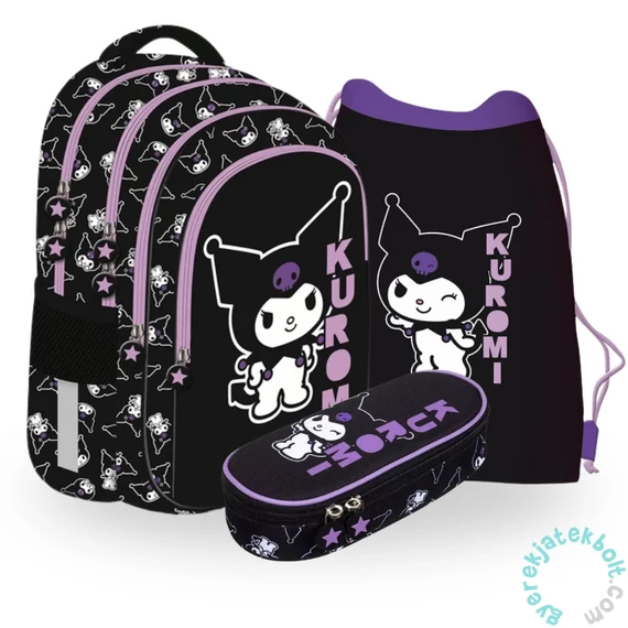 Kuromi Black iskolatáska szett ovális tolltartóval (693717-3-szett)