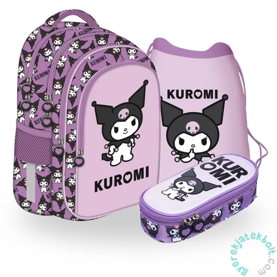 Kuromi Violet iskolatáska szett ovális tolltartóval (693700-3-szett)
