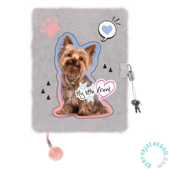 My little friend kutyás szőrmés kulcsos napló - A/5 - 96 lapos - Grey York (669583)