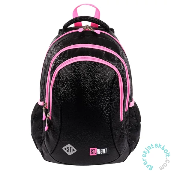 St.Right - Black Glitter ergonomikus iskolatáska, hátizsák - 3 rekeszes (665356)