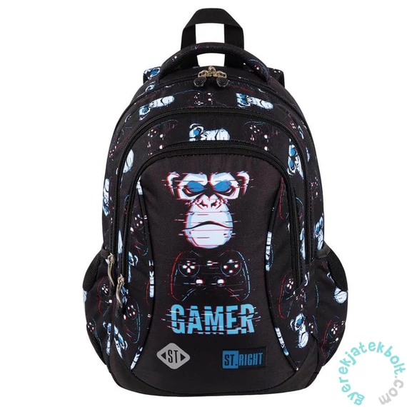 St.Right - Blue Gamer ergonomikus iskolatáska, hátizsák - 3 rekeszes (666711)