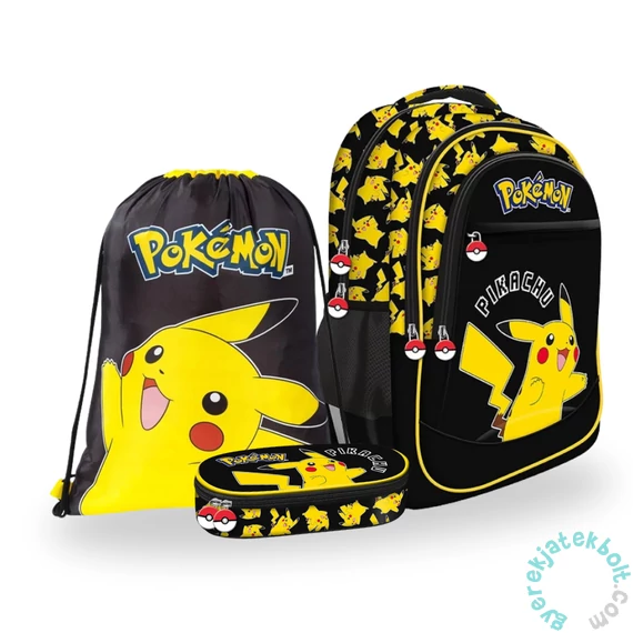 St. Right Pokemon iskolatáska szett ovális tolltartóval - Black (723701-1-szett)