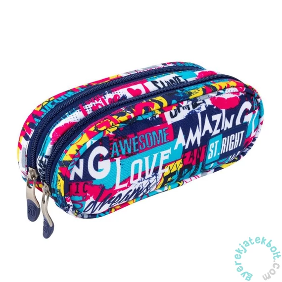 St.Right - Slogan kétrekeszes ovális tolltartó