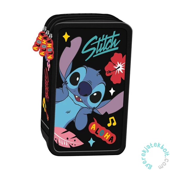 Stitch Felszerelt 3 emeletes tolltartó - Black Aloha (679889)