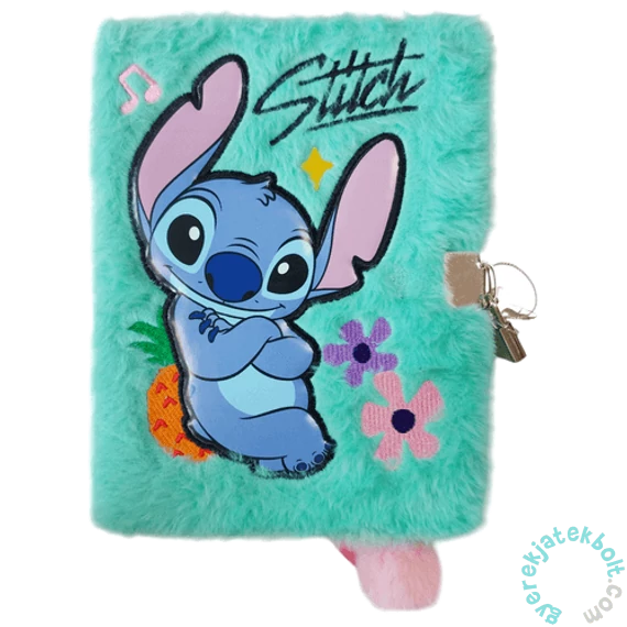 Stitch szőrmés kulcsos napló A/5 - Mint aloha - 96 lapos (683329)