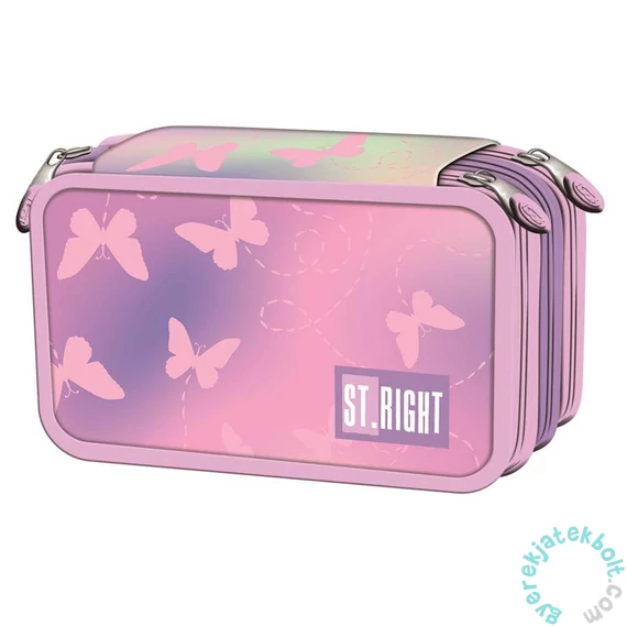 St.Right - Pillangós felszerelt 3 emeletes tolltartó - Pink Butterflies (680045)
