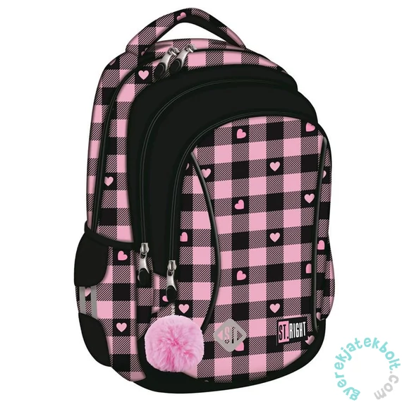 St.Right - Pink Checkered ergonomikus iskolatáska, hátizsák - 3 rekeszes (680373)