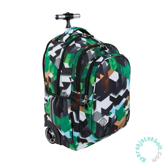 St.Right - Green 3D Blocks gurulós iskolatáska, hátizsák